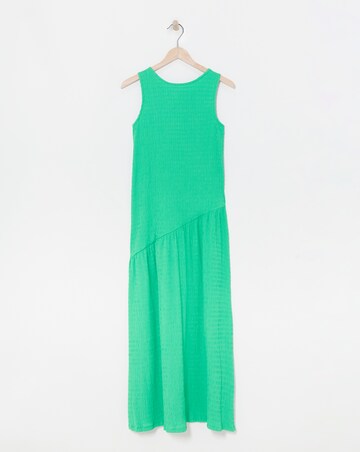 Simply Be Green Textured Jersey Asymmetric Maxi Dress With Bow Back