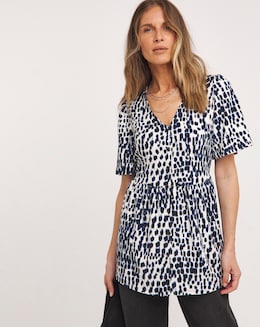 Angel Sleeve Button Front Longline Top