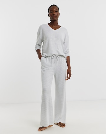 Pretty Secrets Supersoft Stripe V Neck Wide Leg Lounge Set