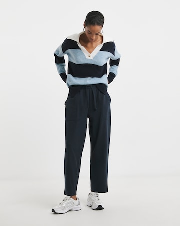 Navy Barrel Leg Cotton Mix Jogger