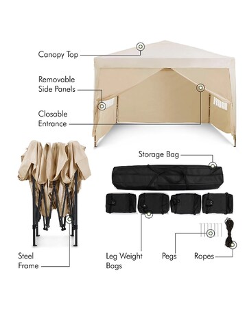 VonHaus Ivory Pop-Up Garden Gazebo 3m x 3m - Waterproof Canopy Shelter