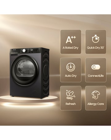 Hisense 3S Series DH3S802BB3 WiFi-enabled 8kg Heat Pump Tumble Dryer - Black
