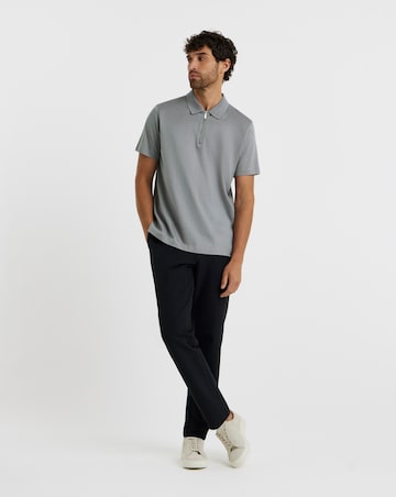Folio Mercerised Supima Zip Polo-Grey
