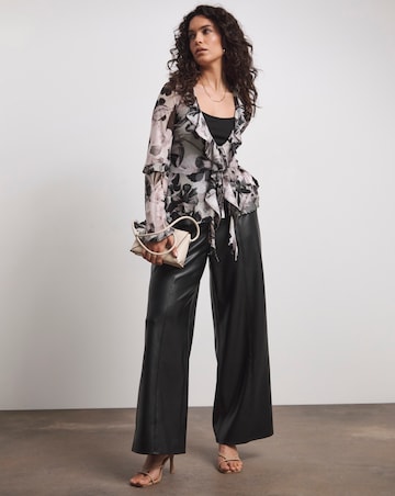 Joanna Hope Mesh Ruffle Blouse