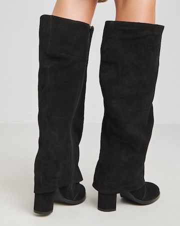 Lauretta Suede Gaiter Platform Heeled Boots Wide E Fit Curvy Calf