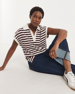 Burgundy Stripe Collared Rugby Top