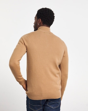 Tan Lambswool Funnel Neck
