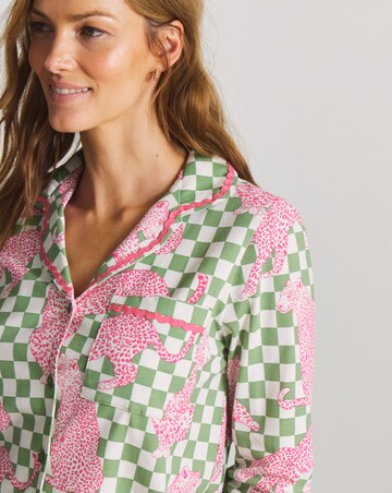 Chelsea Peers Organic Cotton Classic Long Button Up Pyjama Set