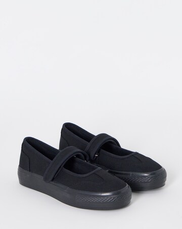 Andrea Mary Jane Canvas Plimsols - Wide Fit (E)