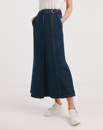 Mid Blue Wrap Midi Skirt