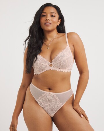 Figleaves Isla Lace Underwired Non Padded Plunge Bra B-GG - Blush