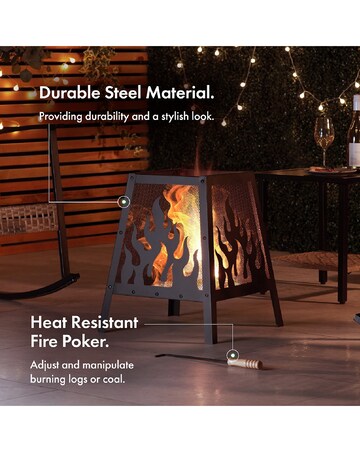 VonHaus Flame Design Square Fire Pit