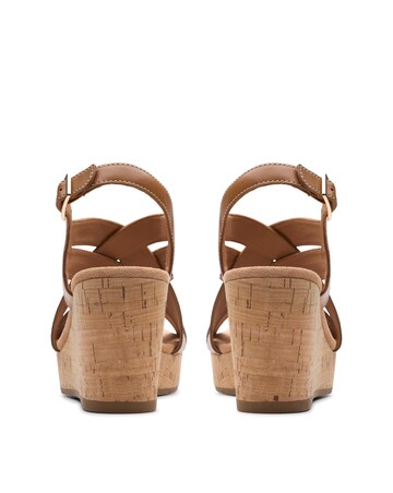 Clarks Tan Sabina Sling Wedge Sandal -Wide Fit (E)