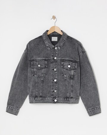Washed Black Cropped Denim Jacket