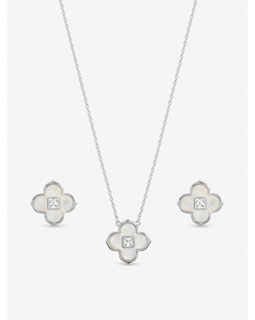 Inicio Sterling Silver Plated Mother of Pearl Clover Set - Gift Box