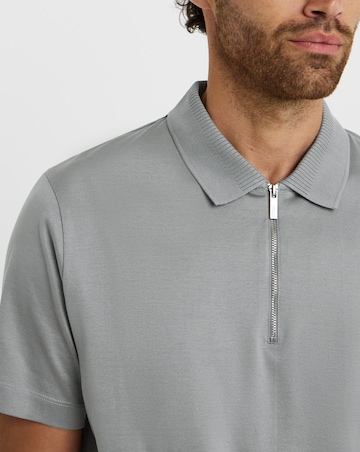Folio Mercerised Supima Zip Polo-Grey