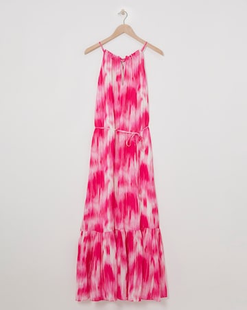 Ro&Zo Pink Tie Dye Texture Tie Waist Maxi Dress