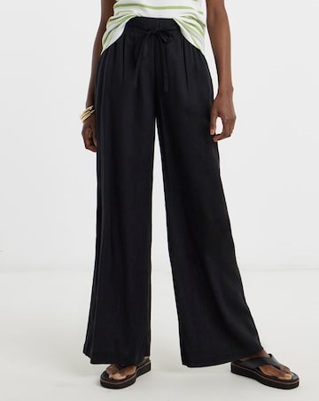 Linen Mix Wide Leg Trousers