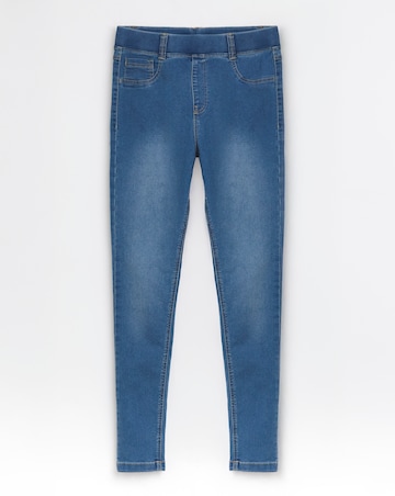 Amber Mid Blue Pull On Skinny Jeggings