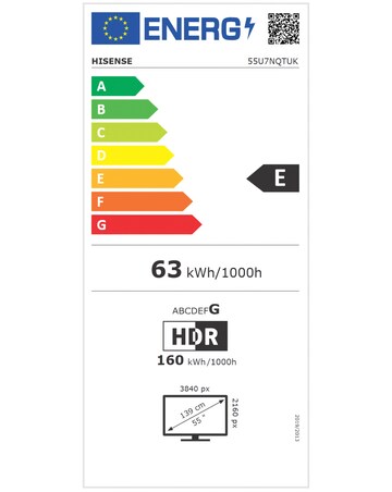 Hisense 55in 55U7NQTUK Smart 4K UHD HDR Mini-LED TV with Amazon Alexa