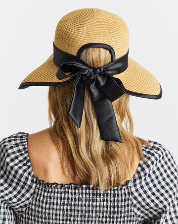 Wide Brim Satin Tie Bow Hat