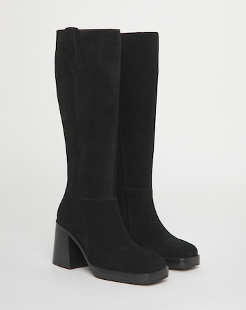 Cloudy Suede Platform Knee High Boots - Wide Fit (E) & Super Curvy Calf