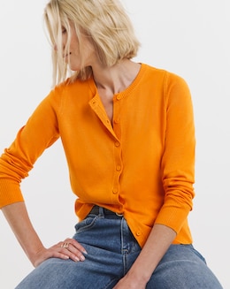 Eversoft Orange Crew Neck Cardigan