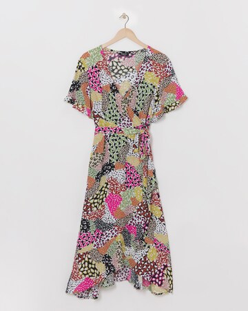 Simply Be Multi Print Crinkle Wrap Midi Dress