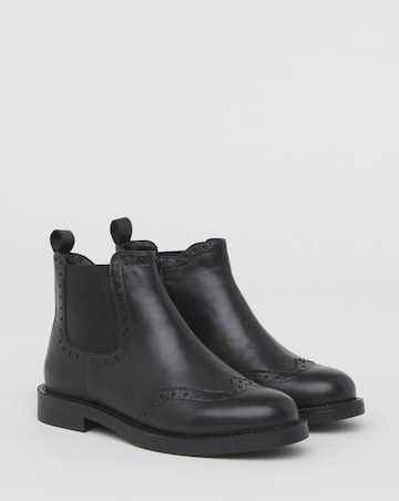 Samanatha Leather Chelsea Boot With Brogue Detailing - Extra Wide Fit (EEE)
