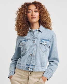 Light Blue Cropped Denim Jacket