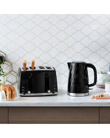 Russell Hobbs 26071 Textured Honeycomb Black 4 Slice Toaster