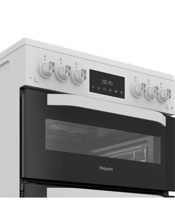 Hotpoint HTG6GDCW 60cm Gas Twin Cooker with Glass Lid - White