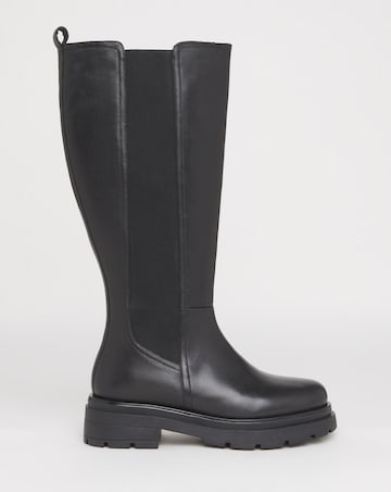 Majesty Knee High Leather Chelsea Boots - Wide Fit (E) & Curvy Calf