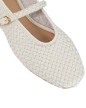 Dune Ecru Headliner Woven Mary Jane Ballet Shoes - Standard Fit