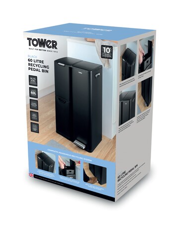 Tower 60L Recycling Bin with 3 Individual Compartments