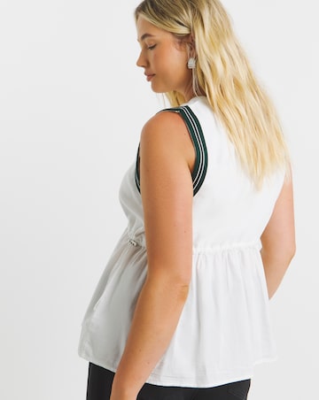 Green Side Stripe Jersey Mix Tank Top