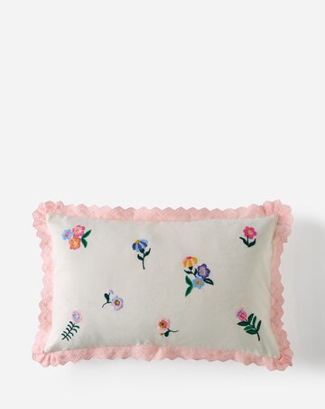 Ivy Floral Embroidered Boudoir Cushion