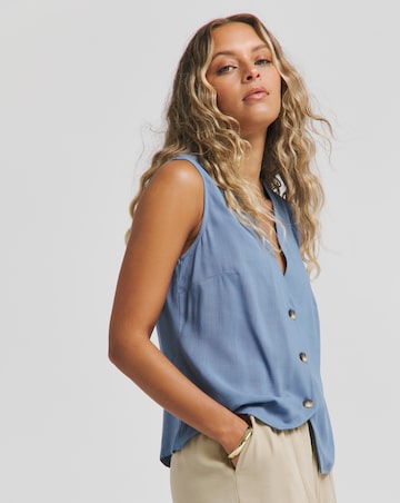 Simply Be Blue Viscose V Neck Waistcoat