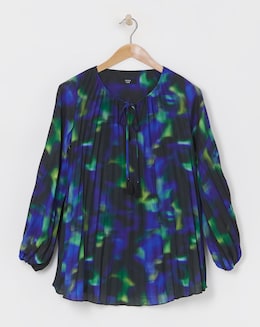 Joanna Hope Pleated Keyhole Blouse