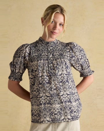 Joules Silvia Frill Neck Smocked Blouse