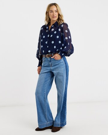 Printed Georgette Volume Sleeve Shirt