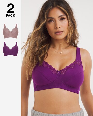 Pretty Secrets 2 Pack Sarah Full Cup Non Wired Bras