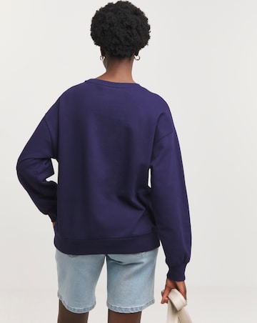 Navy Crew Neck Love Graphic Sweatshirt