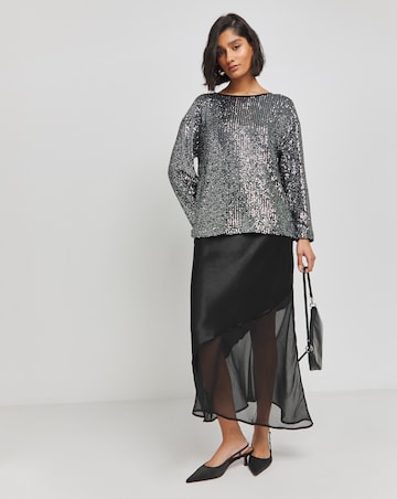 Pewter Linear Sequin Top
