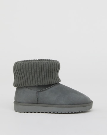Seeker Warm Lined Cuff Slipper Snug Boots - Wide Fit (E)