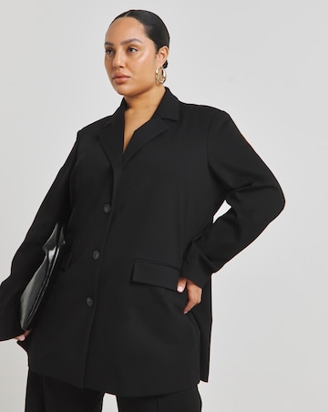 Simply Be Black Premium Stretch Ponte Single Breasted Blazer