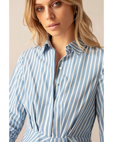 Ro&Zo Ruched Striped Shirt Dress