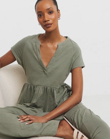 Notch Neck Jersey Smock Dress