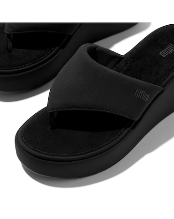 FitFlop Black Platforms Wedge Toe-Post Sandals - Standard Fit (D)