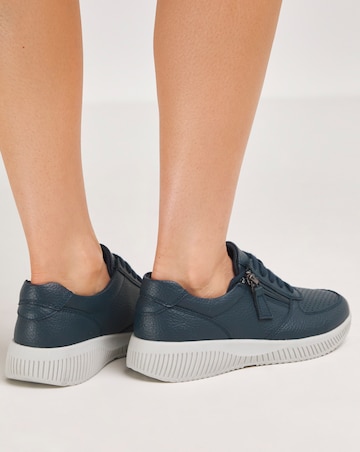 Heavenly Soles Seraphina Leather Lace Up Side Zip Trainers - Wide Fit (E)